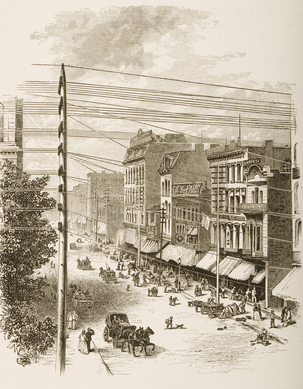 Clark Street, Chicago, ca. 1870, fra 