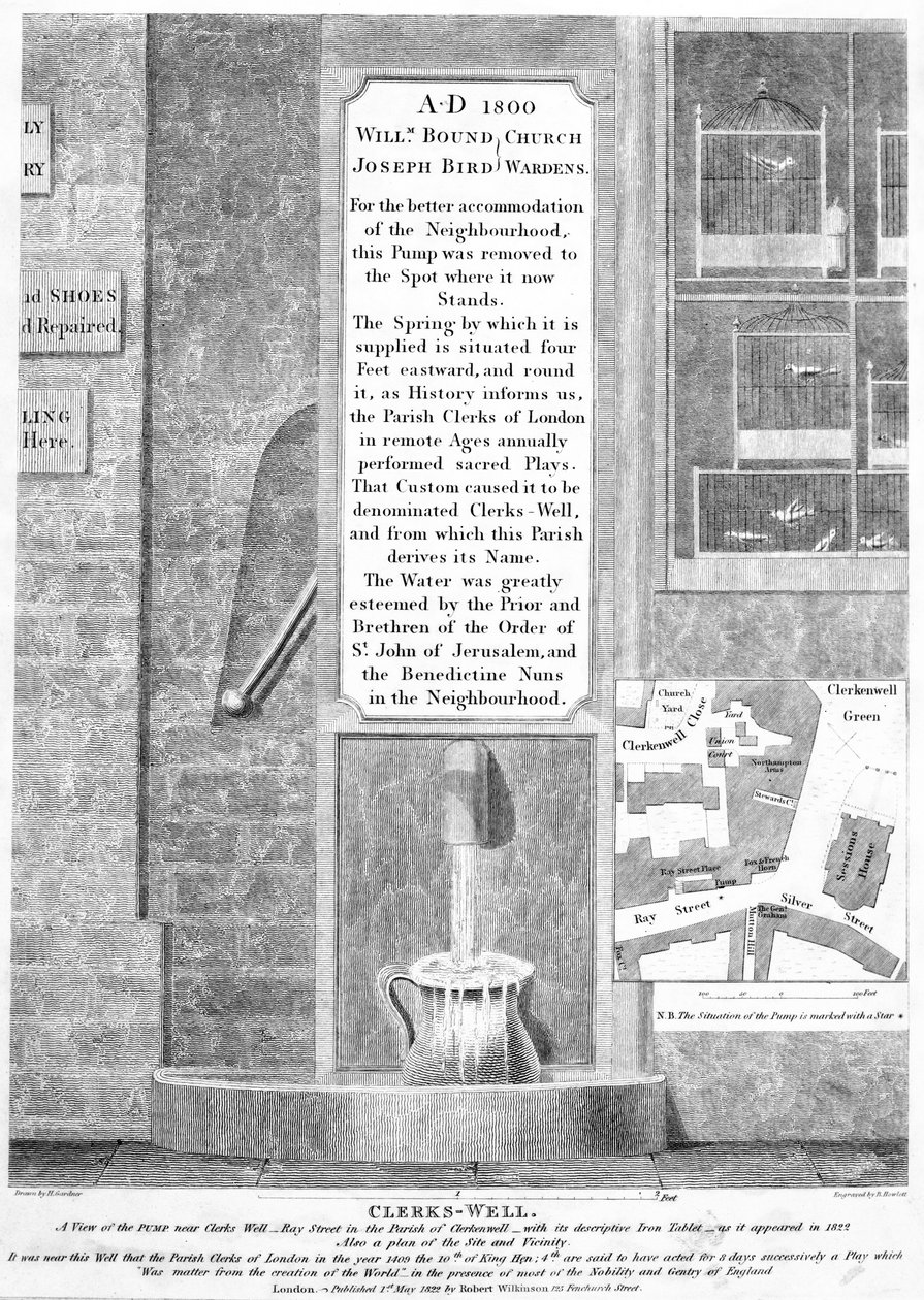 Clerks-Well, Clerkenwell, London, utgitt 1822 av English School