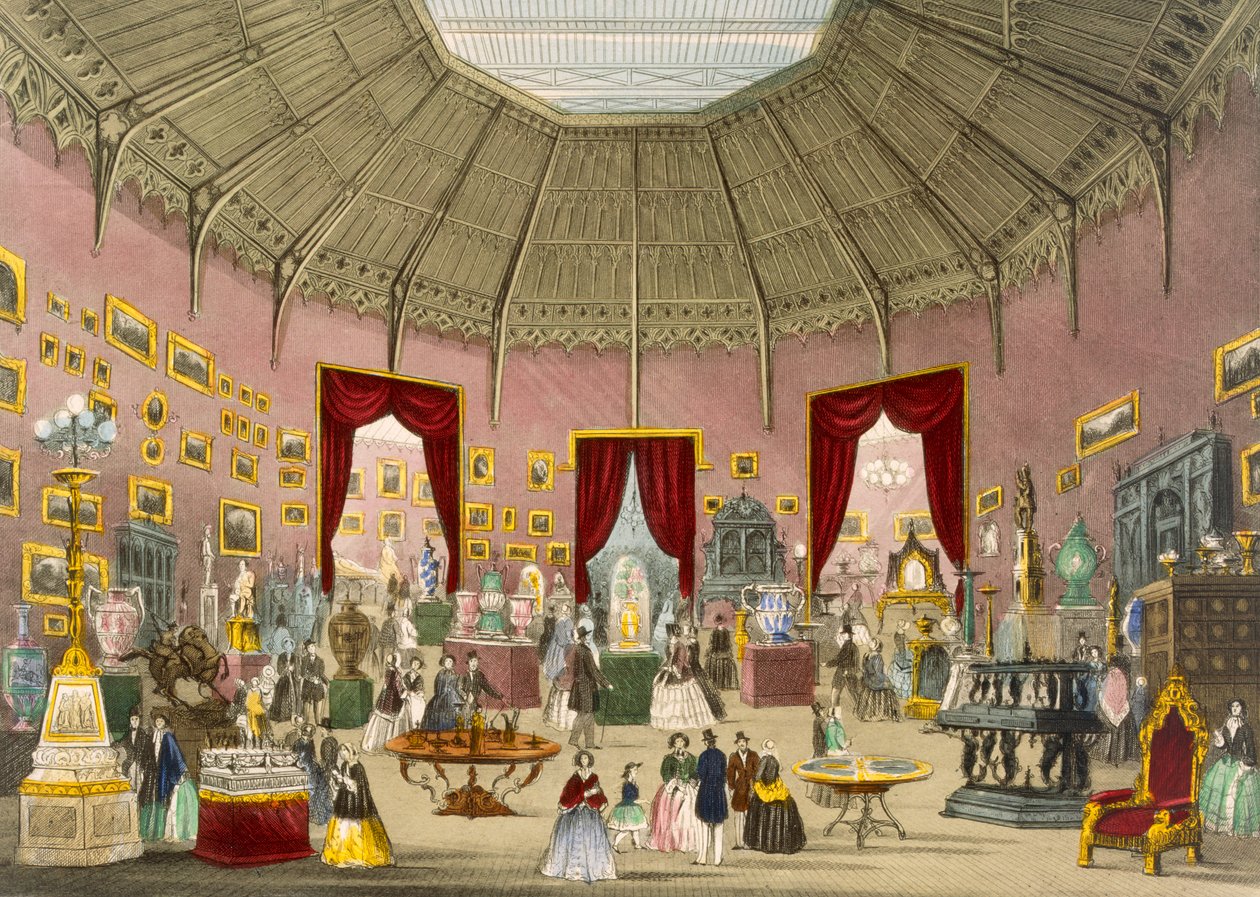 Crystal Palace, Zollverein Department, ved Chavanne, pub. av Read & Co. (farget litho) av English School