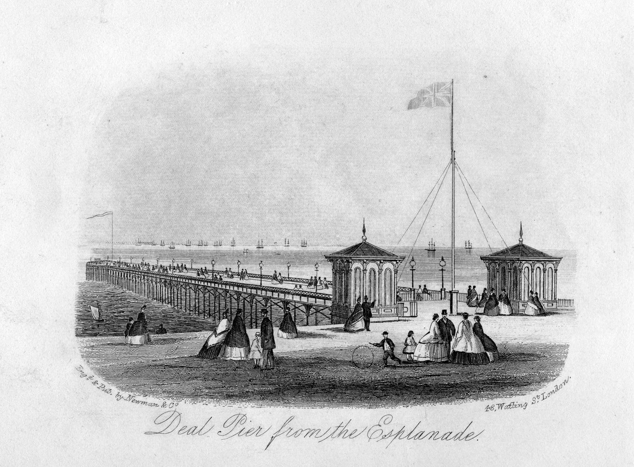 Deal Pier fra Esplanade, gravert av Newman und Co. av English School