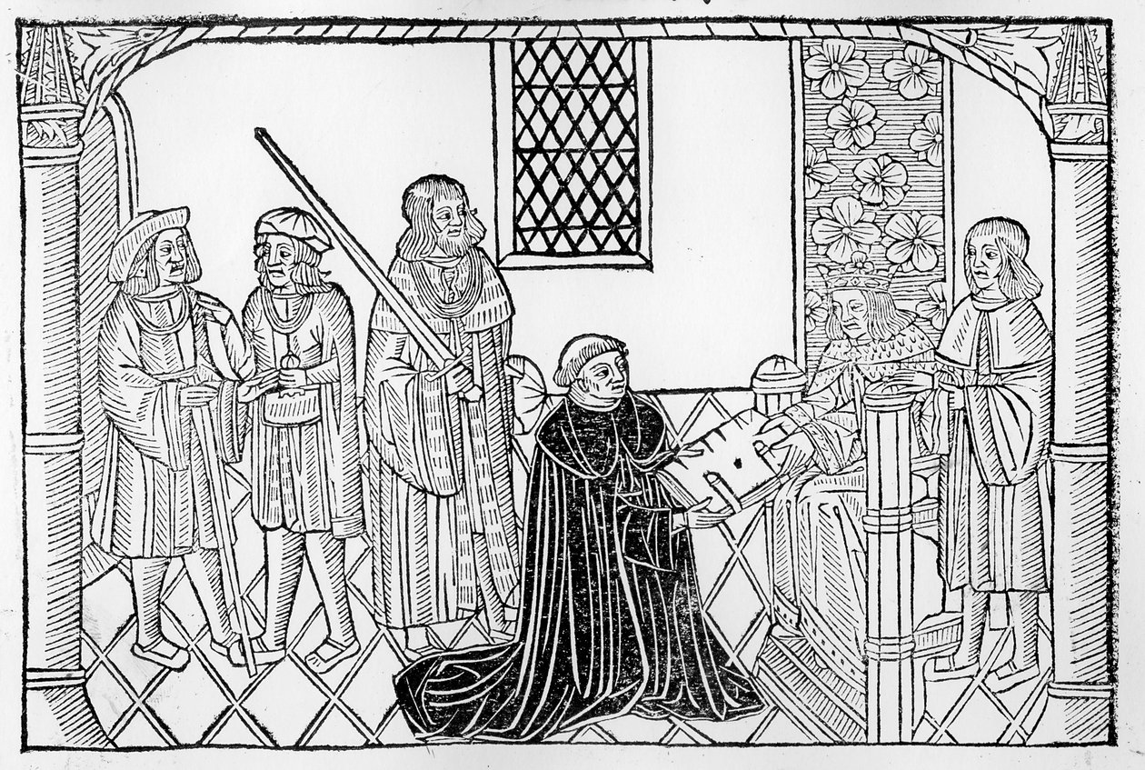Earl Rivers presenterer boken sin til Edward IV av English School