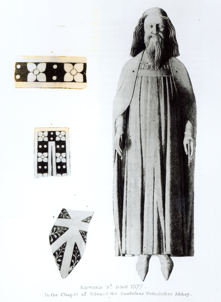 Skulptur av Edward III (1312-77) i kapellet til Edward the Confessor, Westminster Abbey, utgitt i 1811 av English School