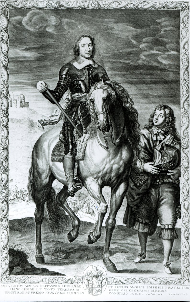 Ridesportrett av Oliver Cromwell (1599-1658) av English School