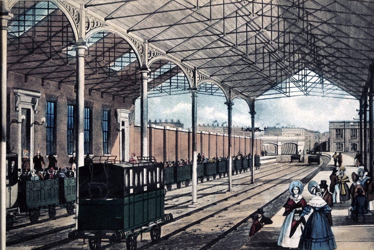 Euston Station, London, 1837 av English School