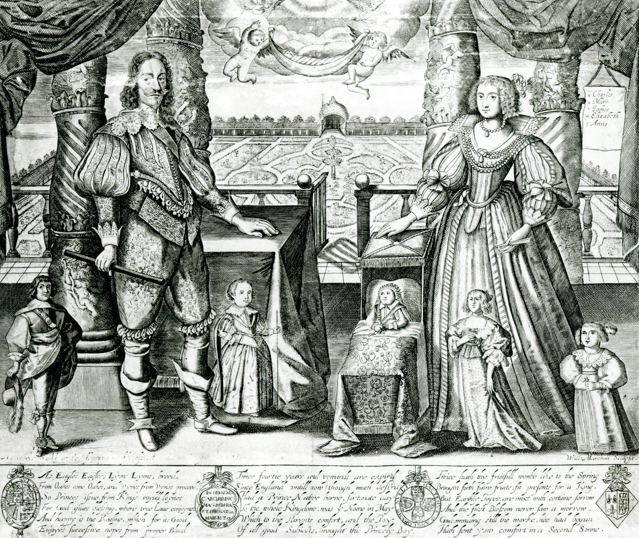 Familieportrett av Charles I av English School