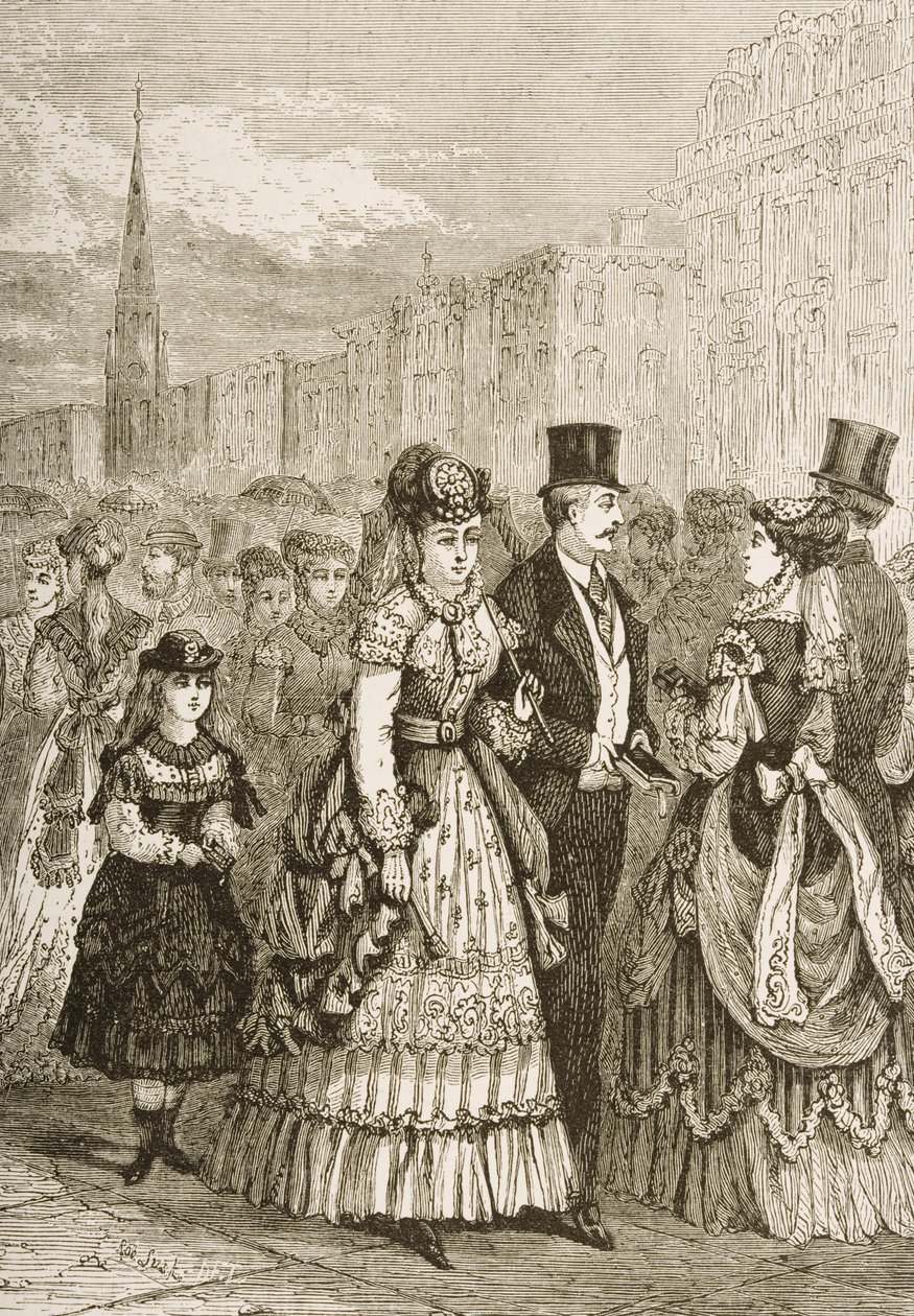 Fifth Avenue, New York, ca. 1870, fra 'American Pictures' utgitt av Religious Tract Society, 1876 av English School