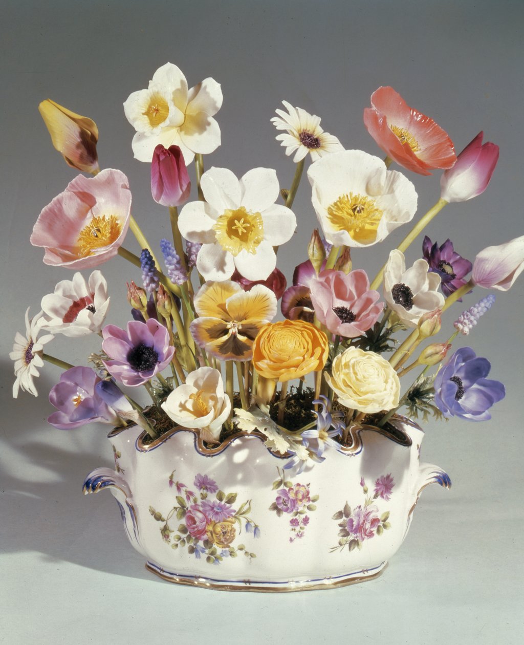 Blomster i en krukke, Royal Worcester (porselen) av English School