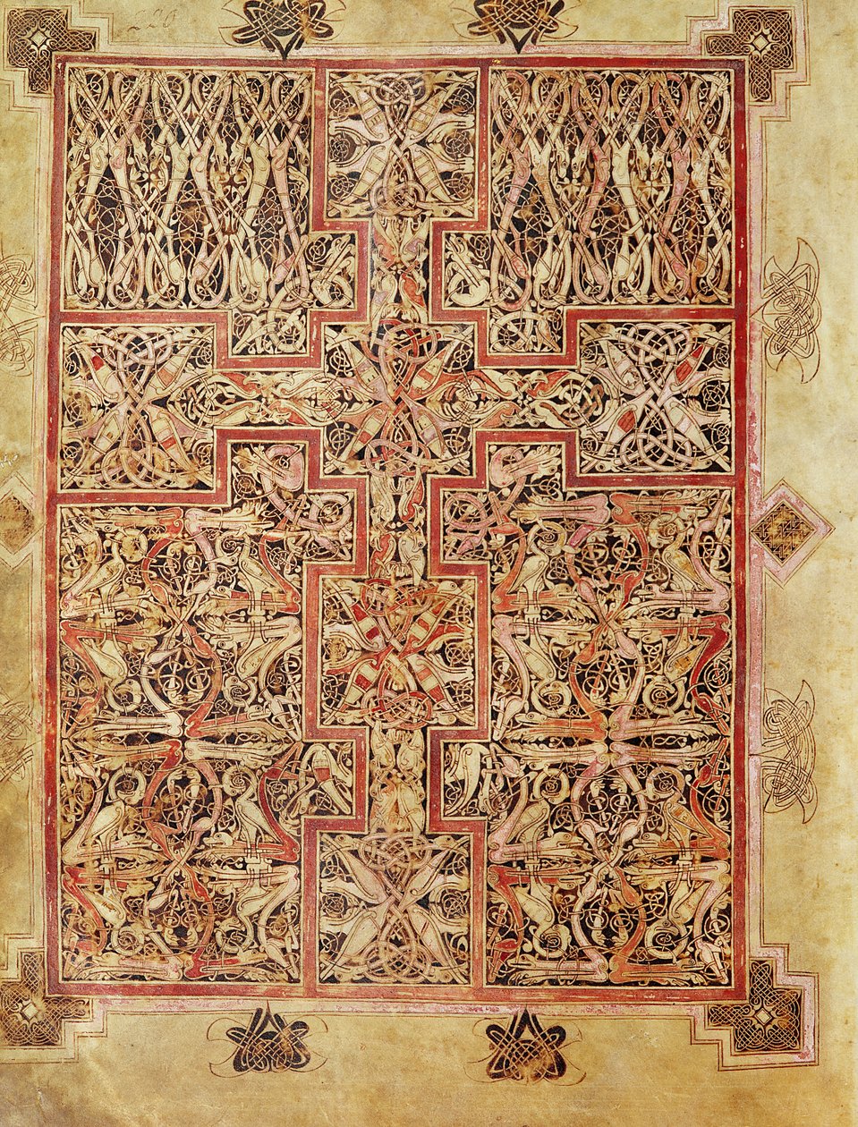 Fol.220 Teppeside, fra Lichfield-evangeliene, ca. 720 av English School