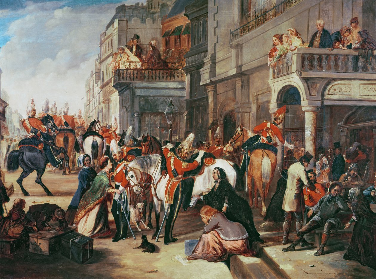 Fjerde dragonvakter drar til Krim-krigen, ca. 1854 av English School
