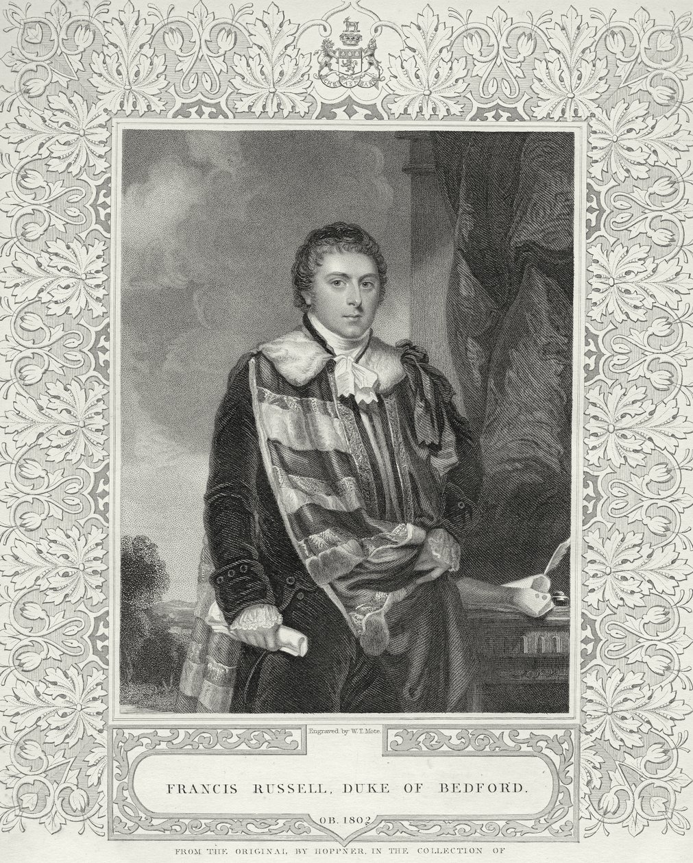 Francis Russell (1765-1802) 5. hertug av Bedford, gravert av W. T. Mote av English School