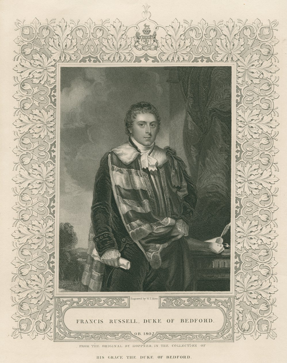 Francis Russell (1765-1802) 5. hertug av Bedford, gravert av W. T. Mote av English School