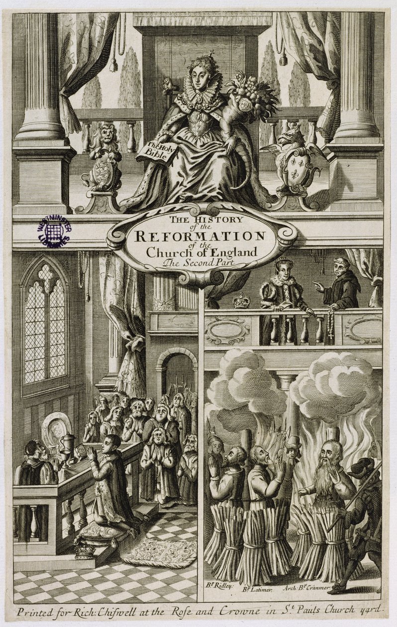 Frontispice til The History of the Reformation of Church of England: The Second Part av Gilbert Burnet (1643-1715), pub. av Richard Chiswell (1639-1711), 1681 av English School