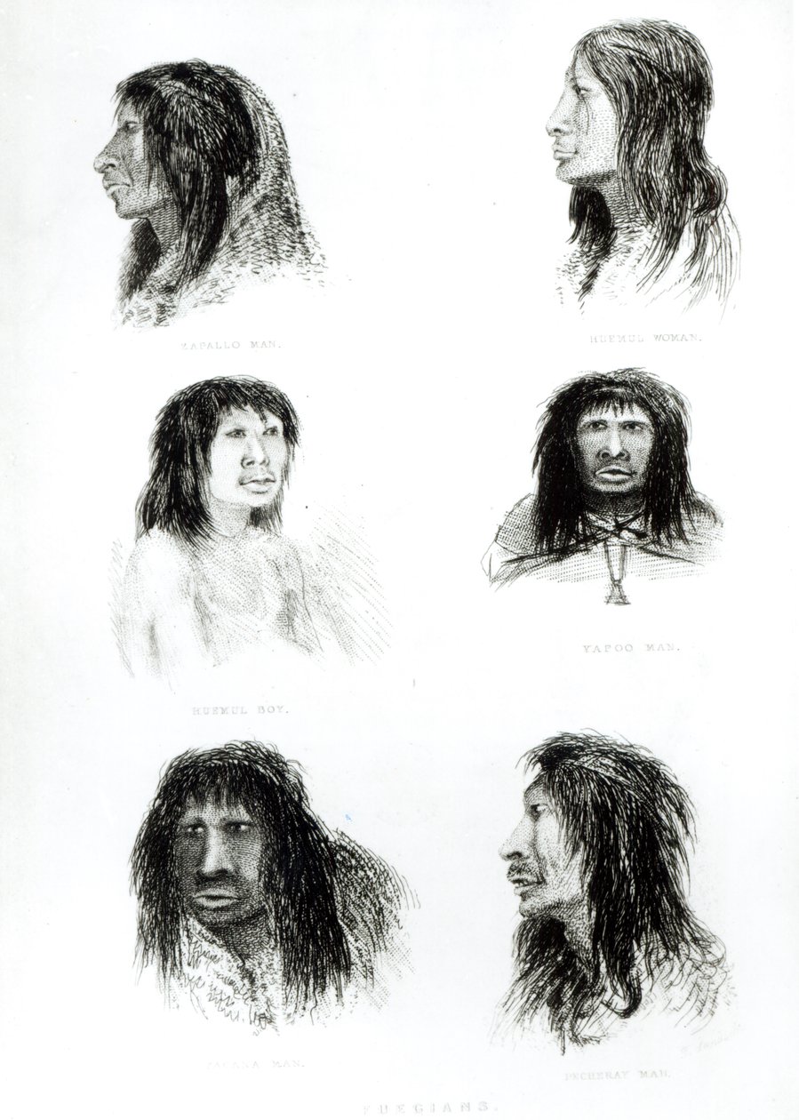 Fuegians, 1838 av English School