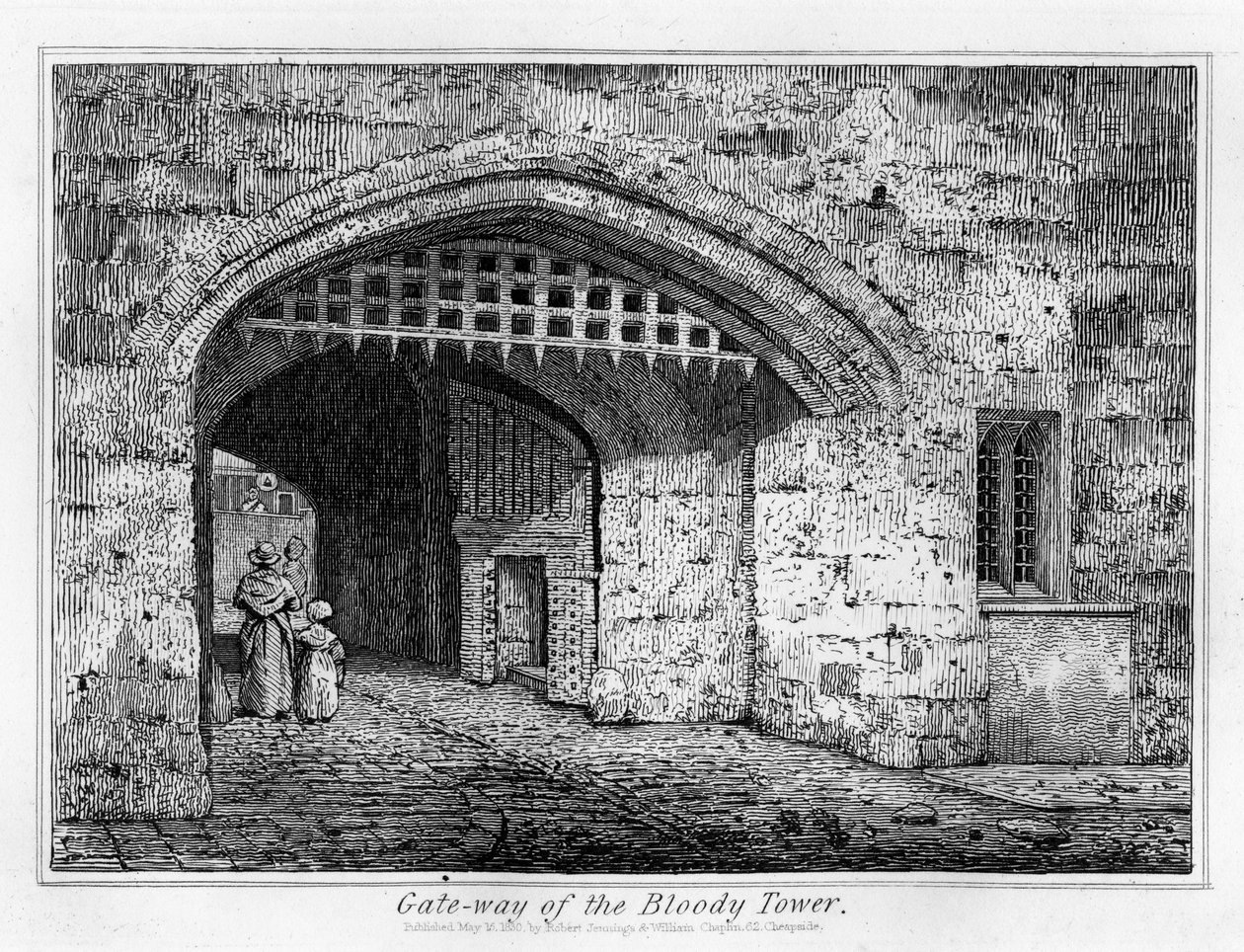 Porten til Bloody Tower, 1830 av English School