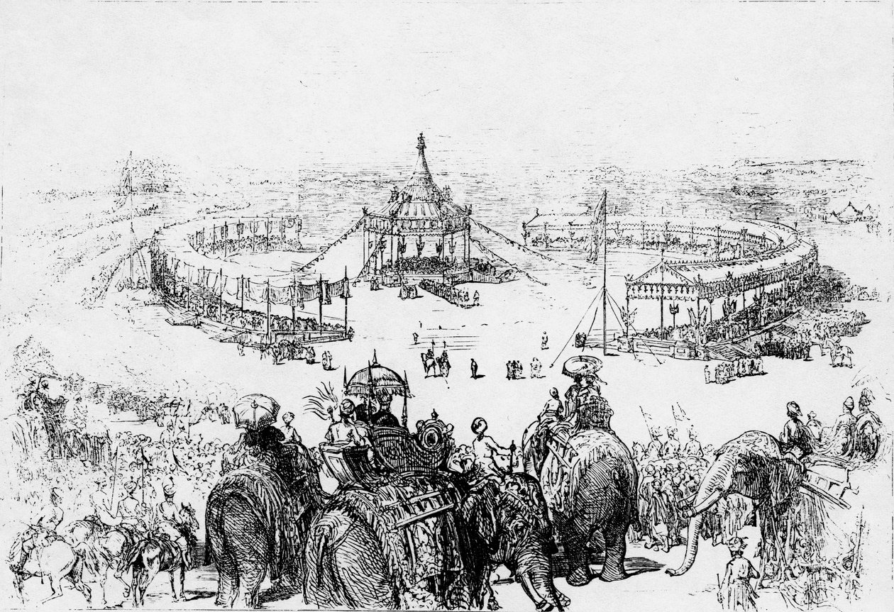 Generelt fugleperspektiv av Imperial Durbar i Delhi, publisert i Illustrated London News 10. februar 1877 av English School