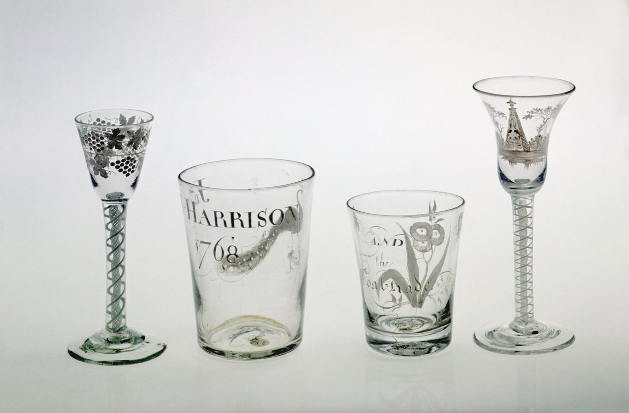 Briller laget av Beilby-familien, ca. 1750 (emaljert glass) av English School