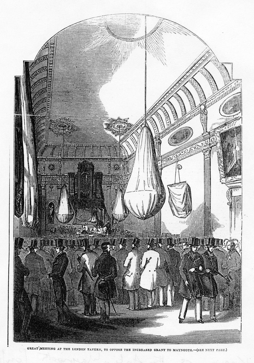Flott møte på London Tavern for å motsette seg det økte tilskuddet til Maynooth, ca. 1840-tallet av English School
