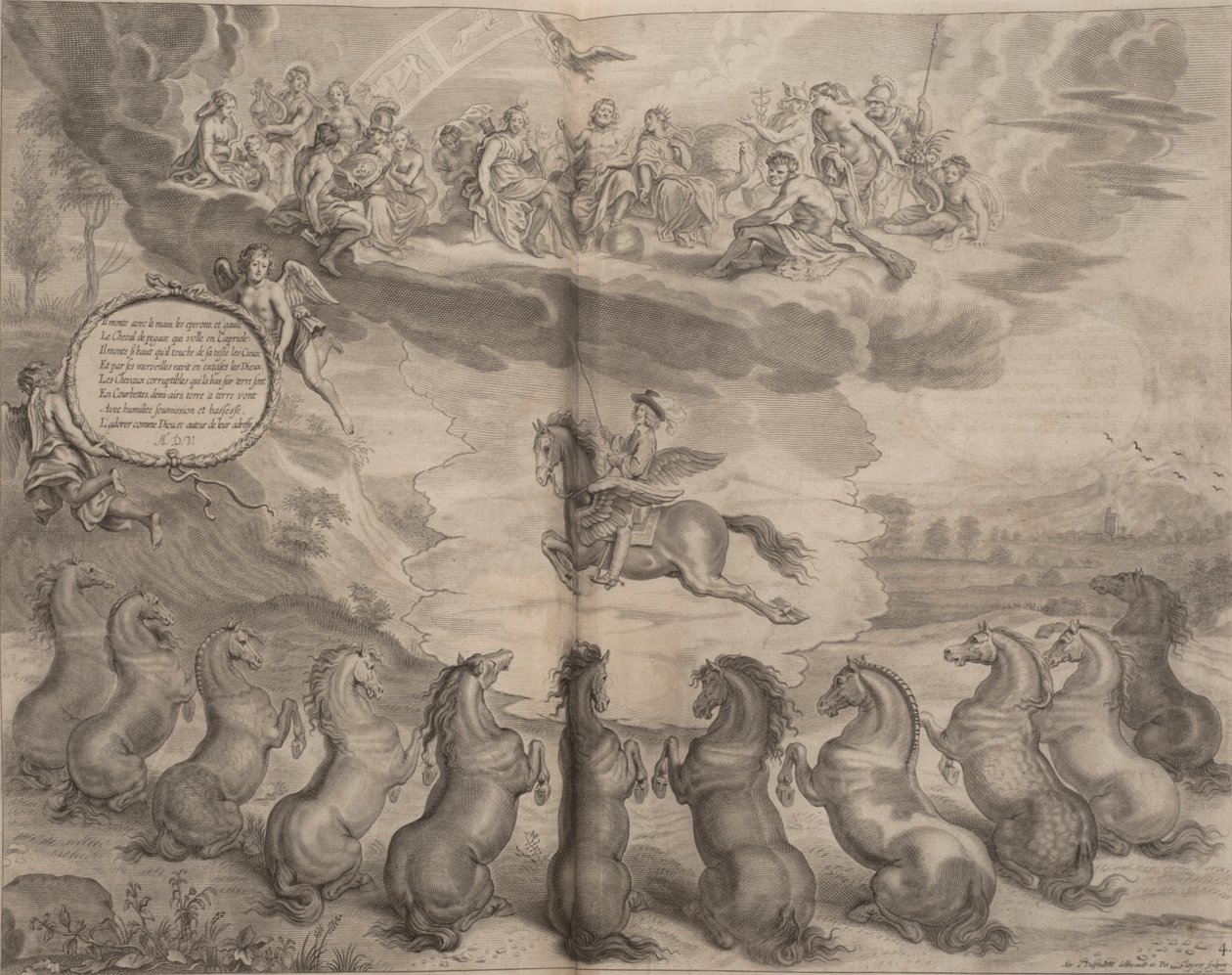 Illustrasjon fra A General System of Horsemanship, av William Cavendish, 1658 av English School