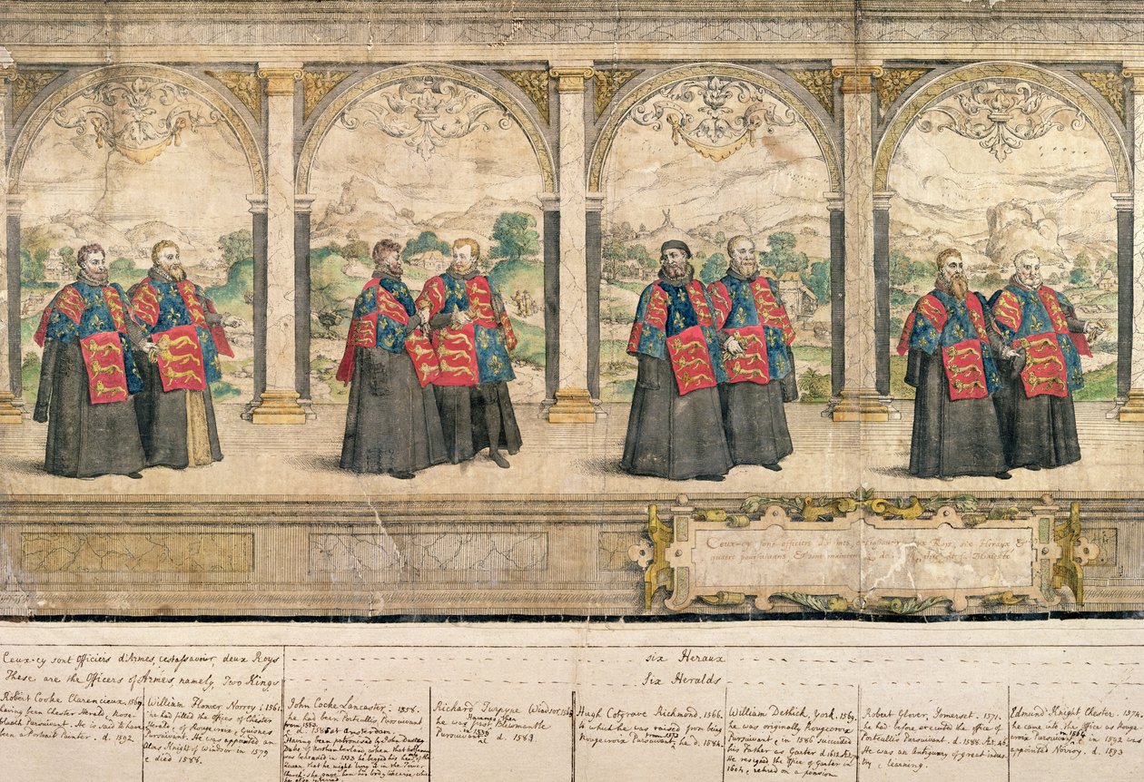 Imaginary Composite Procession of the Order of the Garter at Windsor, gravert av Marcus Gheeraerts (1521-86) 1576 (farget etsning) av English School