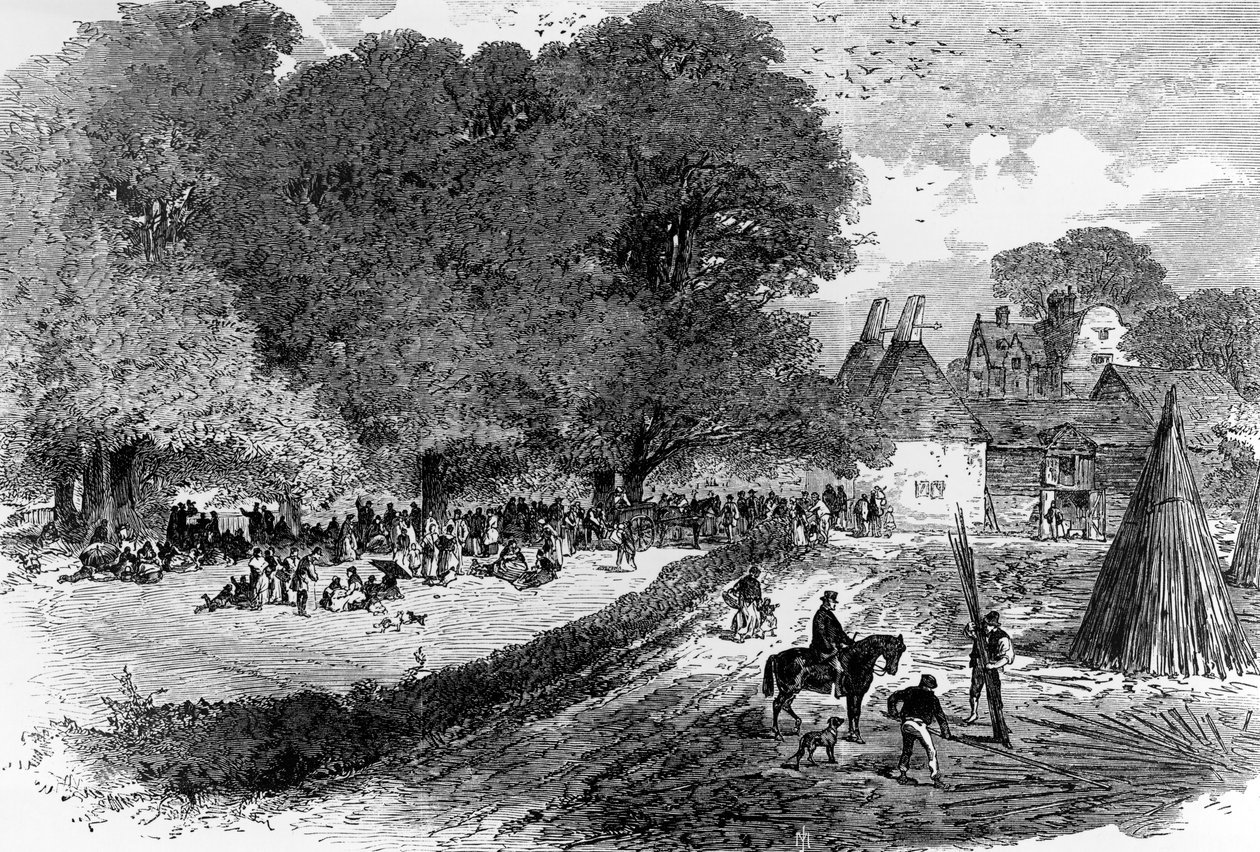 I Kent hop-feltene, venter på å bli betalt, 1867 av English School