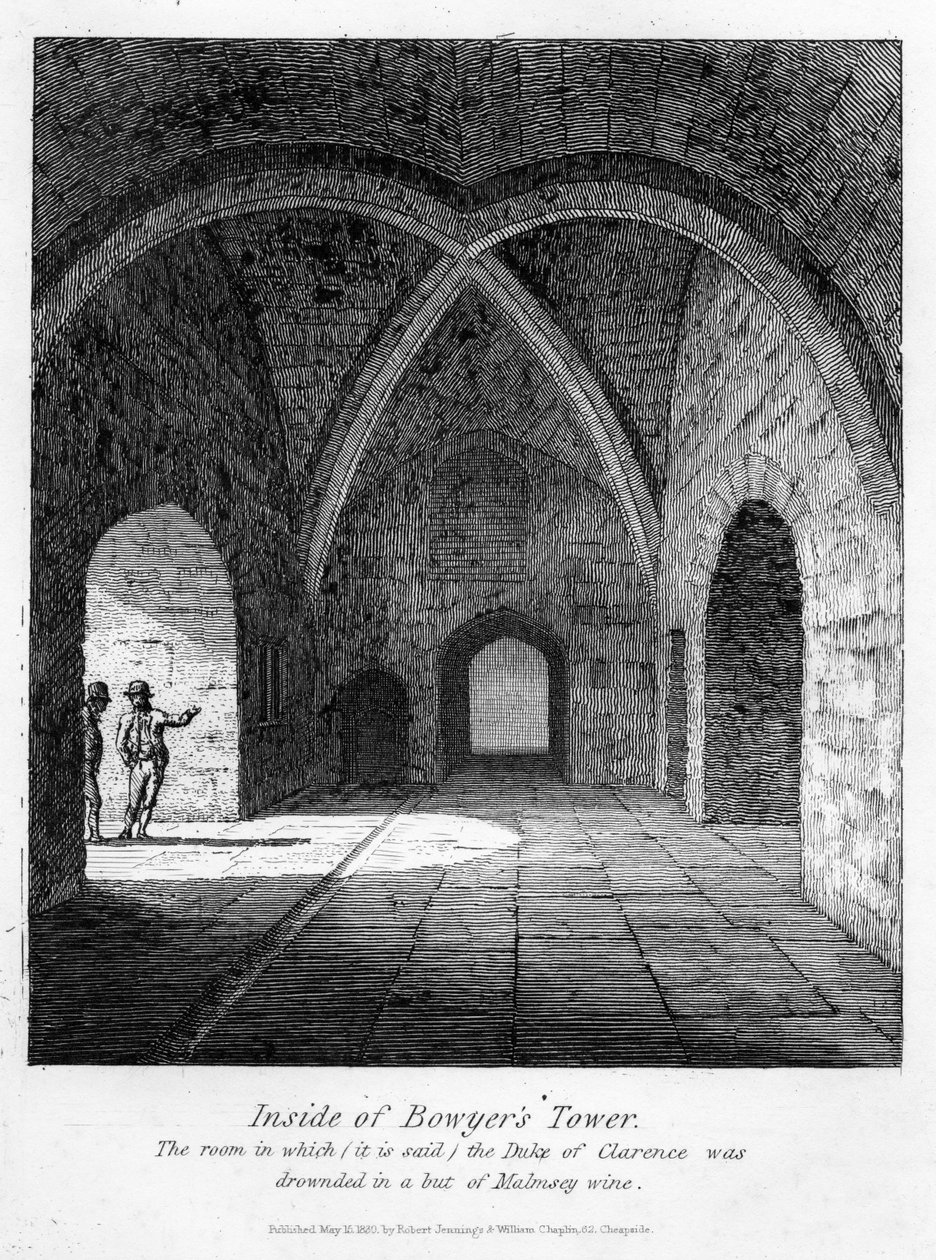 Innsiden av Bowyer's Tower, 1830 av English School