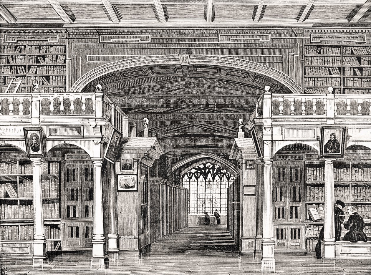 Interiør av Bodleian Library, fra 