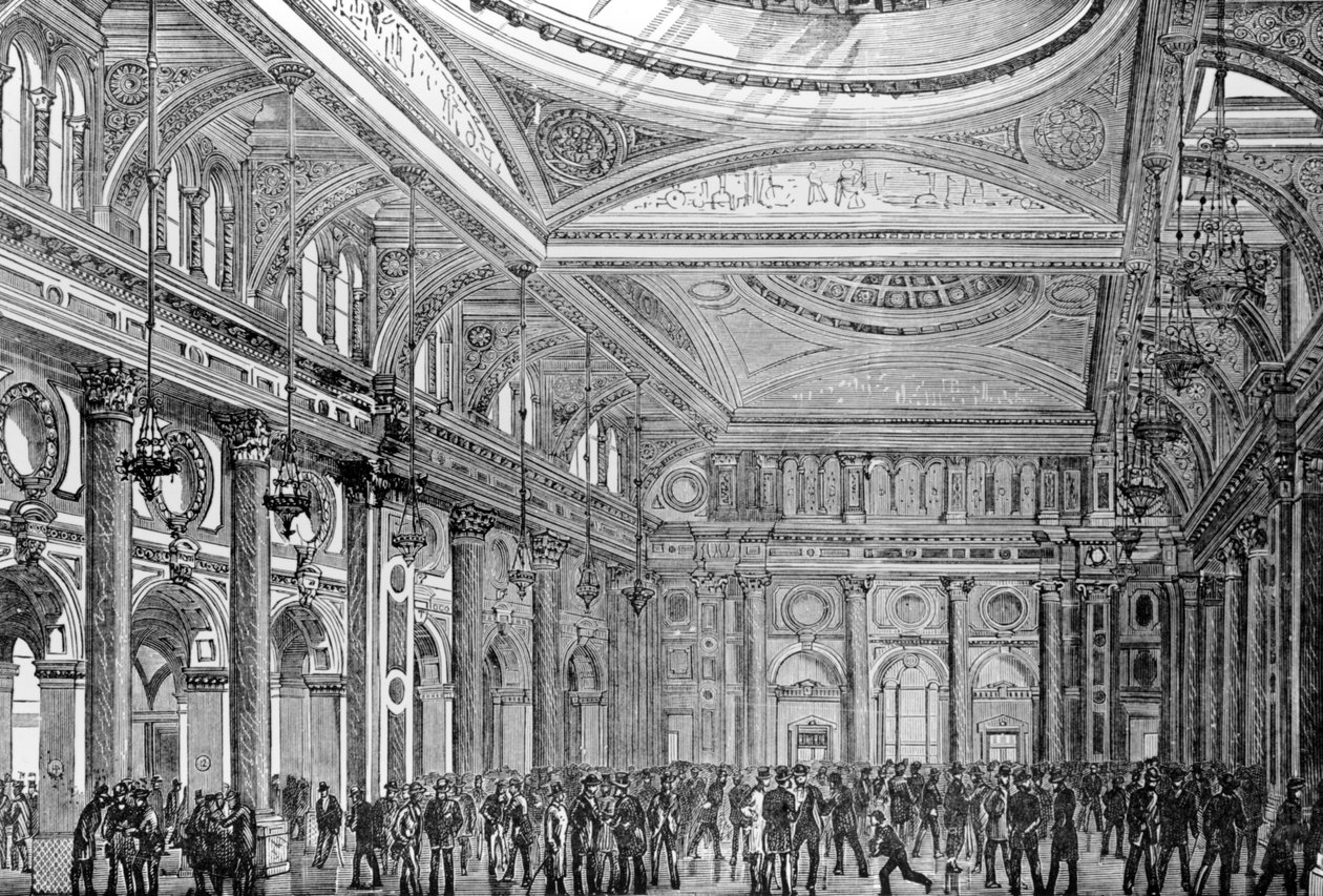 Interiøret til Royal Exchange, Manchester av English School