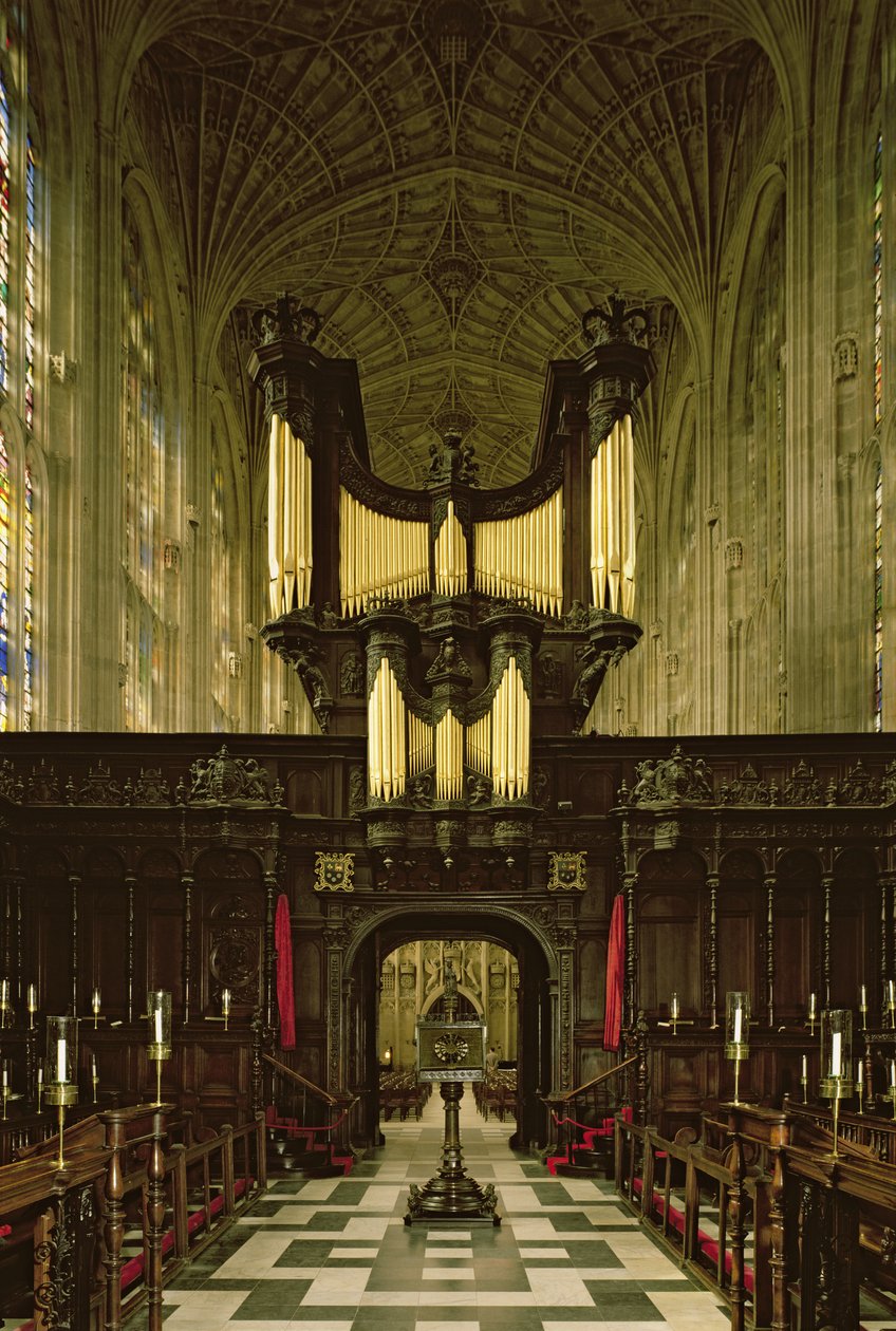 Innvendig visning av kapell som viser orgel, ca. 1461 av English School