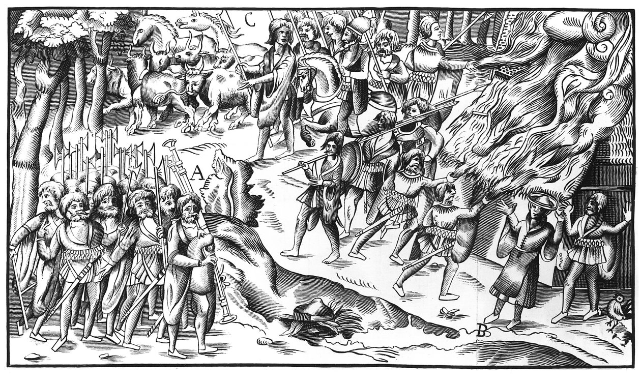 Irsk storfe-raid på en engelsk plantasje, 1581 av English School