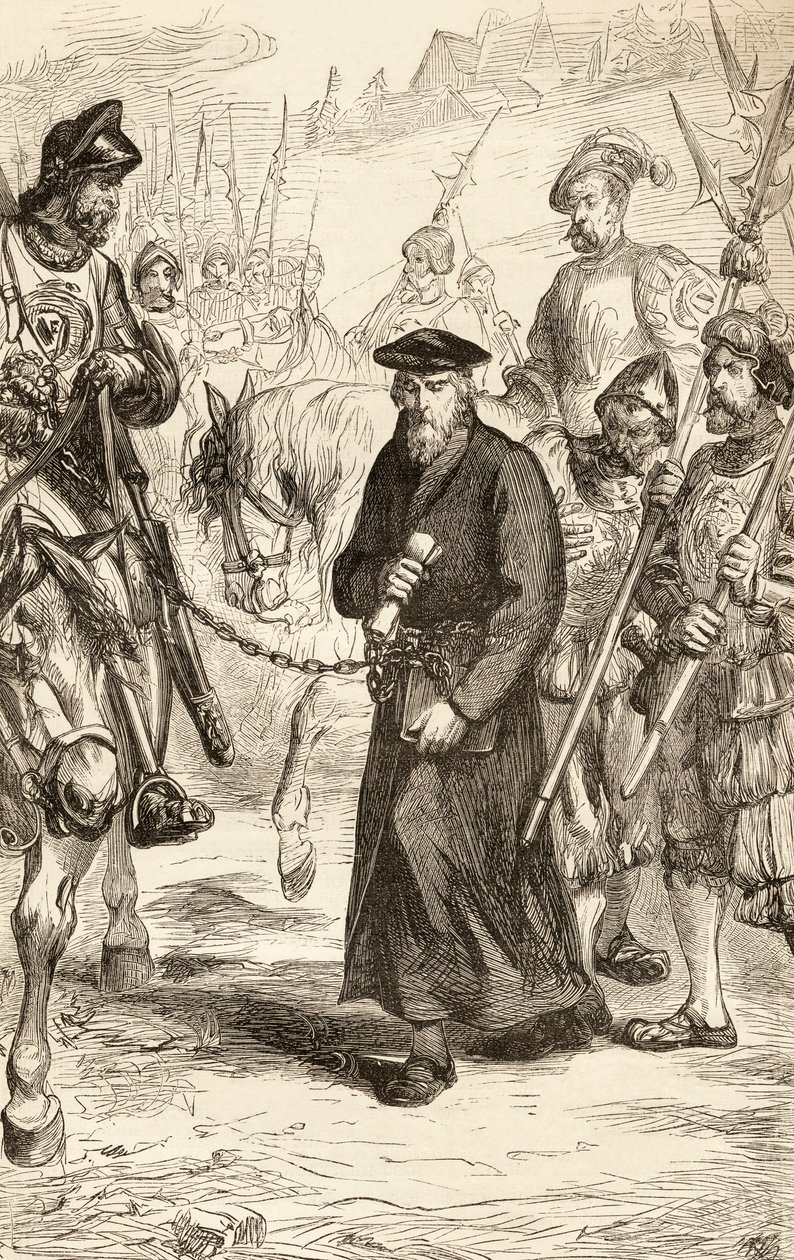 Hieronymus av Praha i lenker på vei til fengsel, ca. 1865 (tregravering) av English School