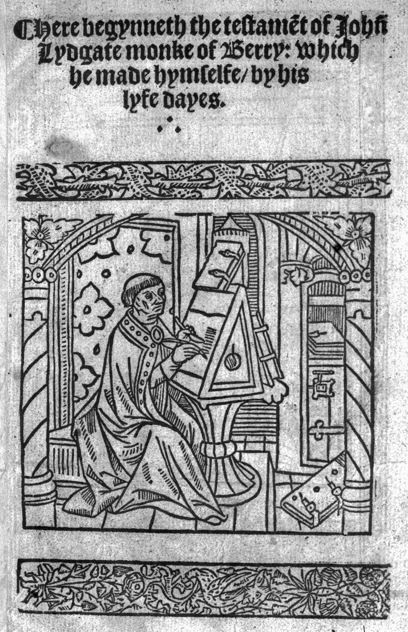 John Lydgate ved skrivebordet sitt, ca. 1515 av English School