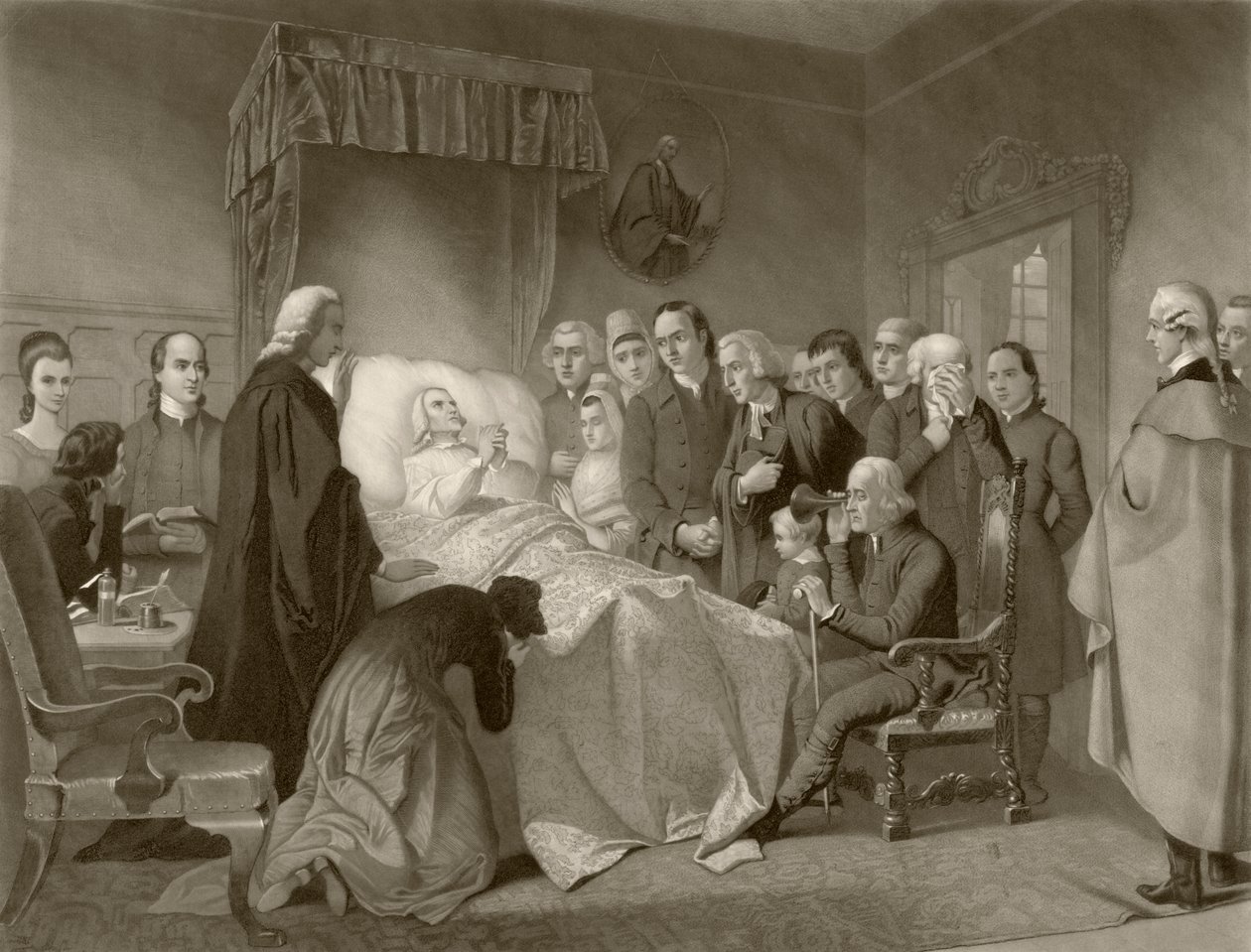 John Wesley på dødsleiet, etter et verk fra 1800-tallet gravert av John Sartain av English School