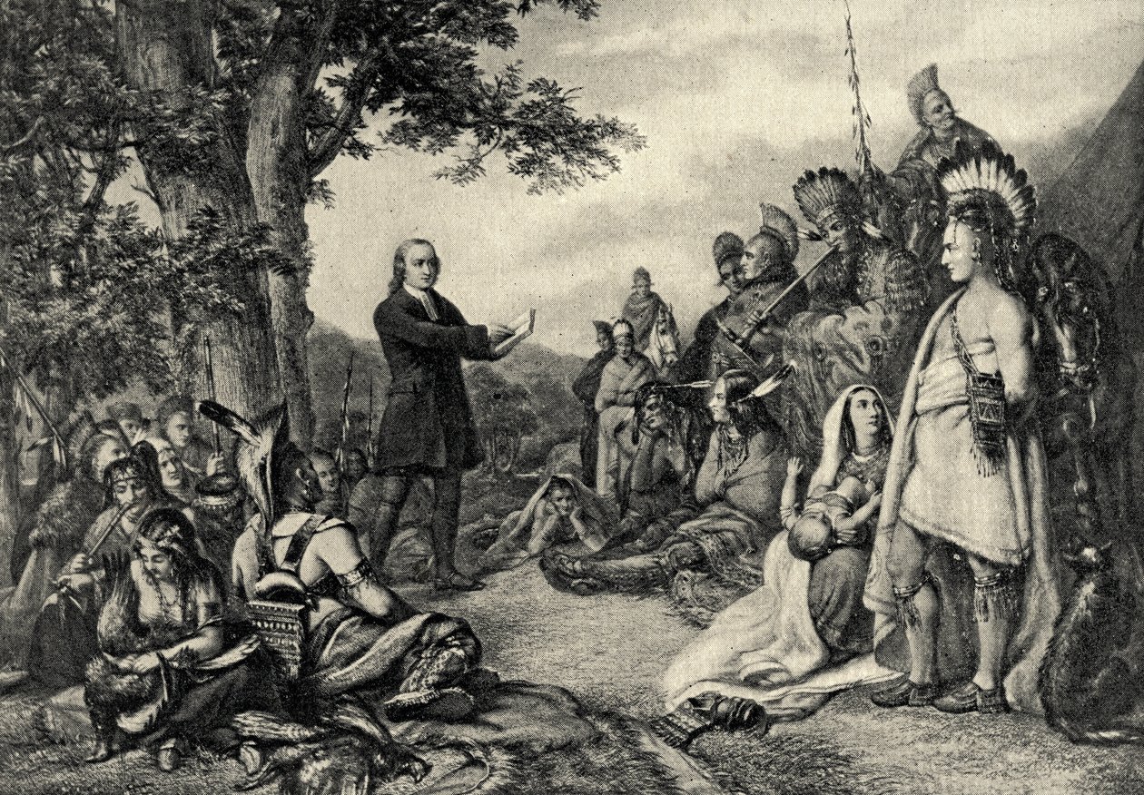 John Wesley forkynte for indianerne i Georgia i 1736 av English School