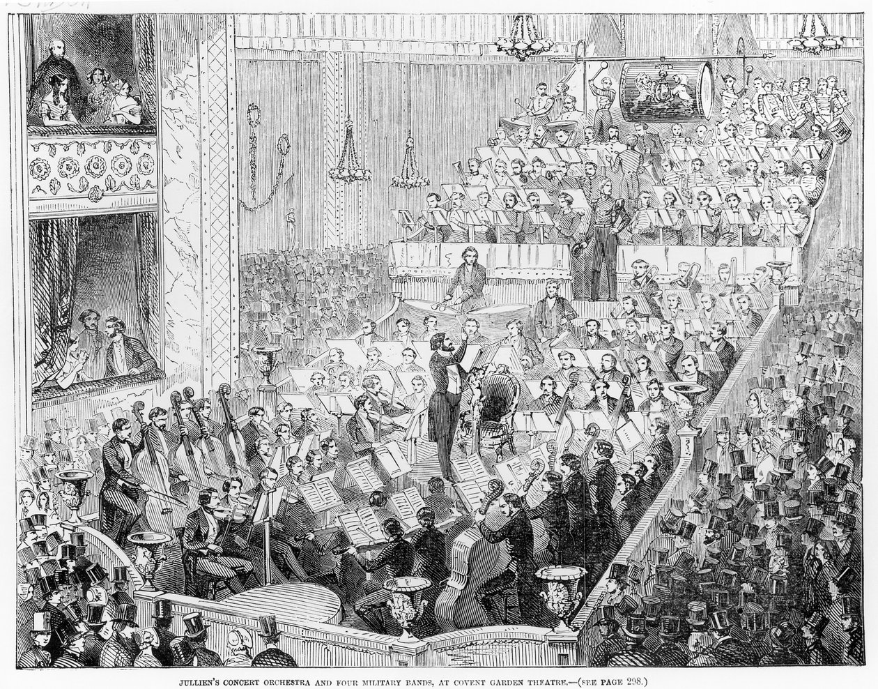 Julliens konsertorkester og fire militære band, på Covent Garden Theatre av English School