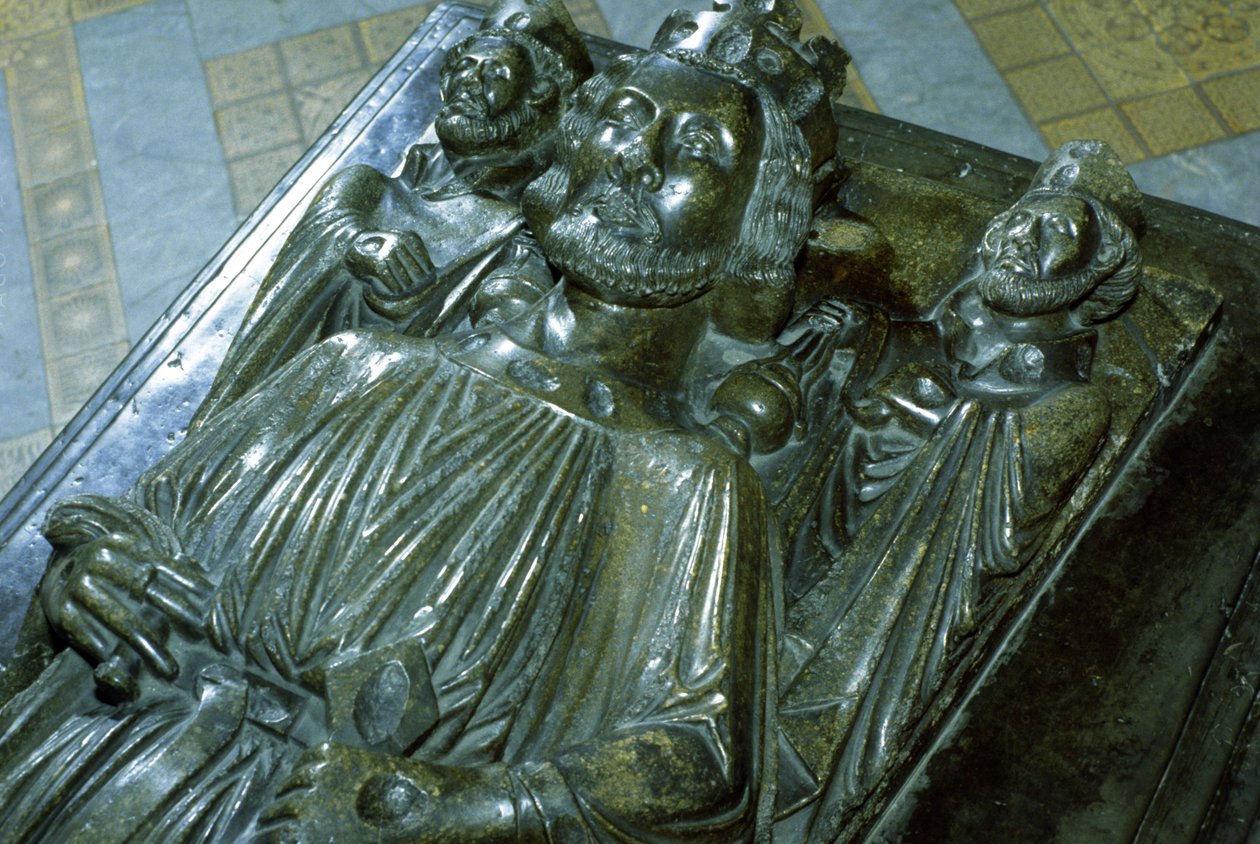 Kong Johns grav med to miniatyrfigurer av St. Wulstan og St. Oswald, 1232 av English School