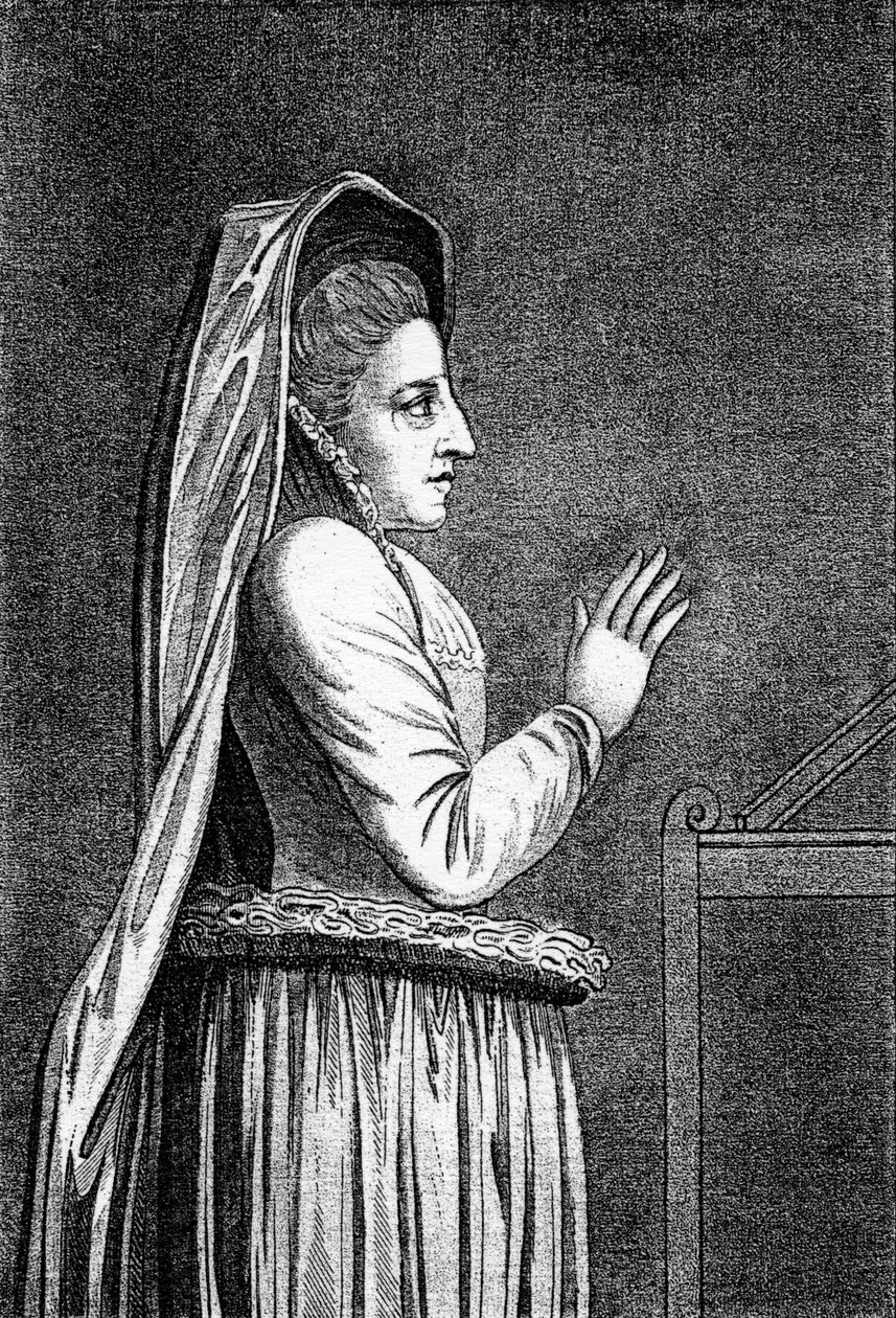 Lady Douglas, fra hennes monument i Savoy Chapel, trykk laget 1796 av English School