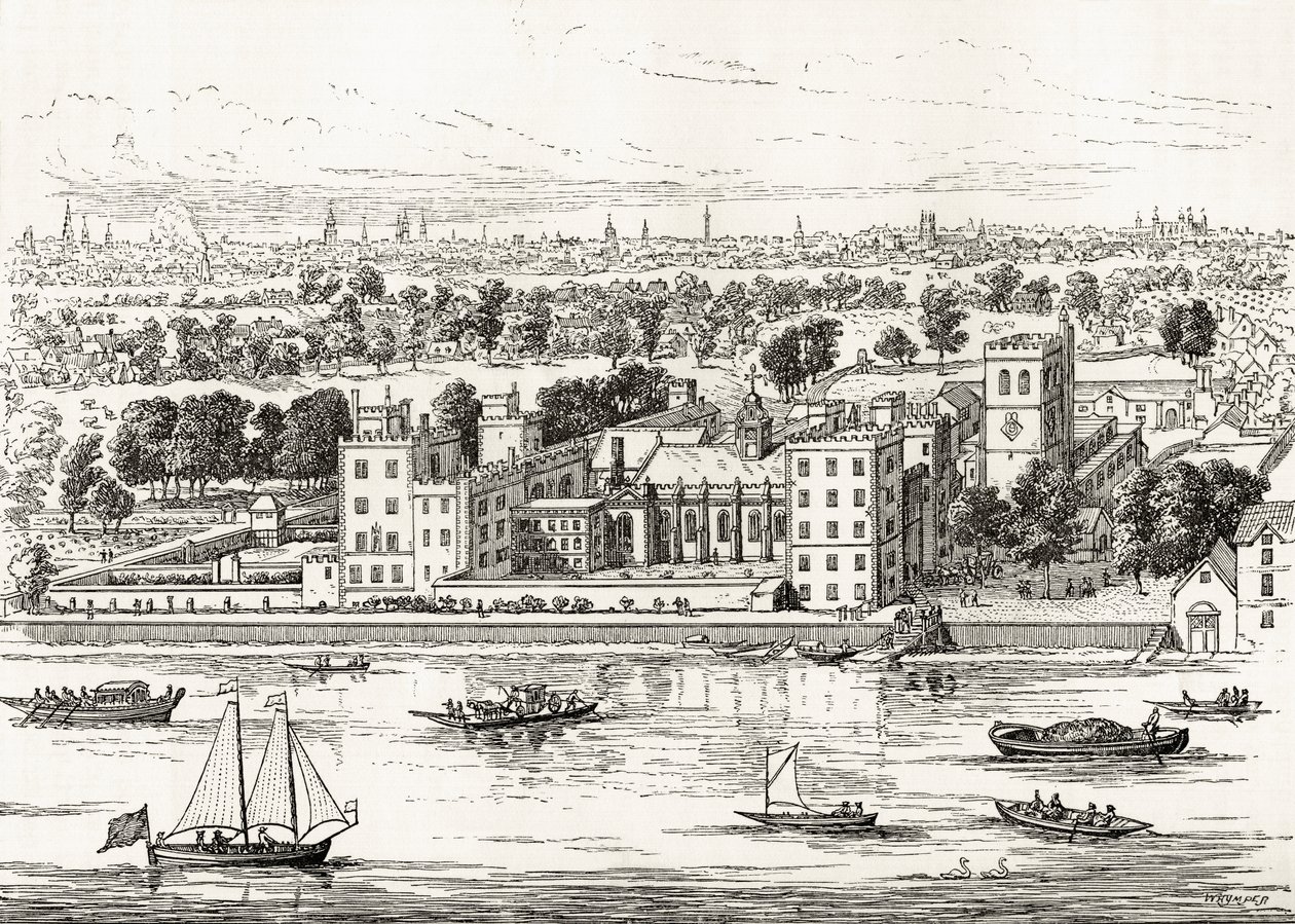 Lambeth Palace fra Themsen, fra 