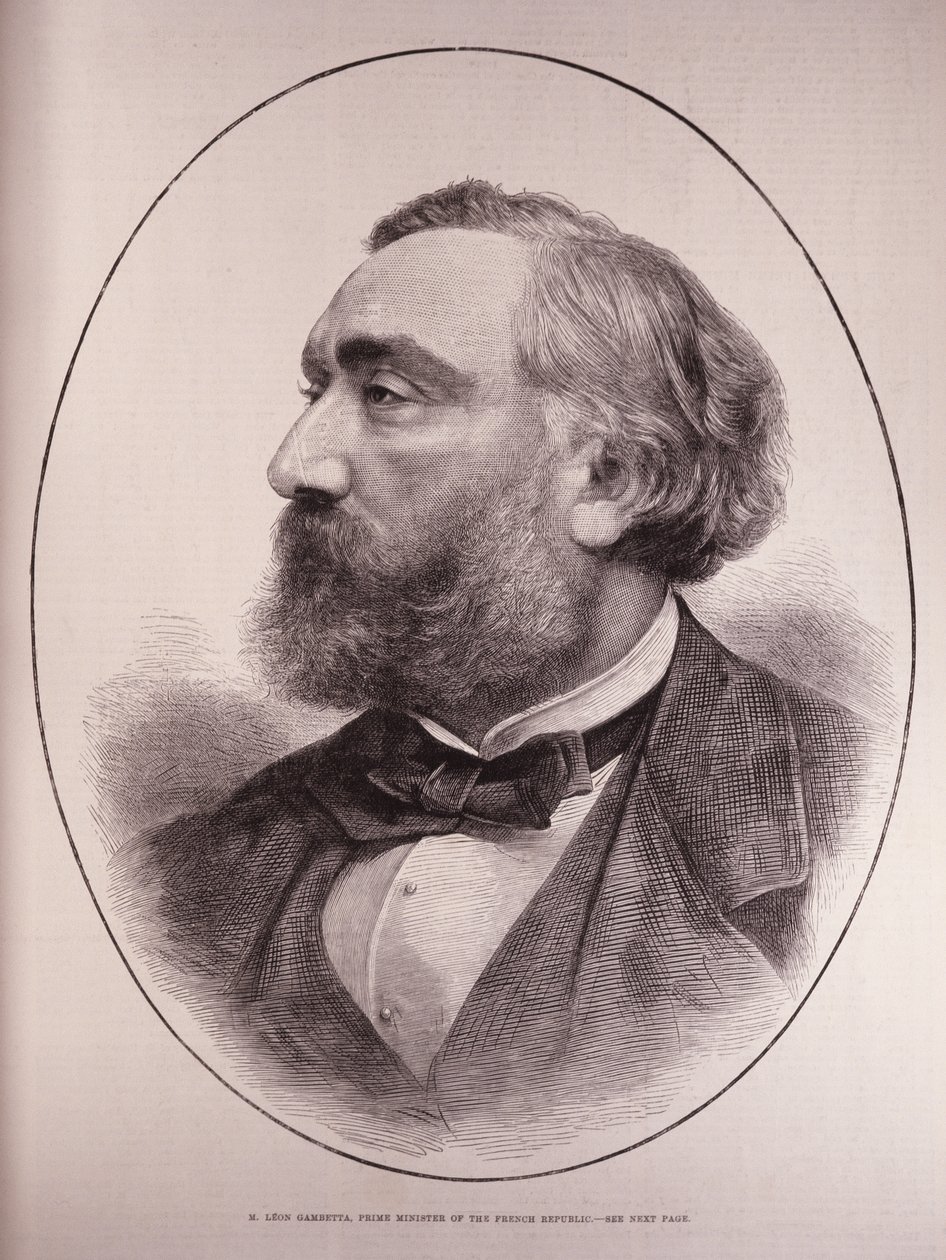Leon Gambetta (1838-82), statsminister i den franske republikken, fra The Illustrated London News, 12. mars 1881 av English School