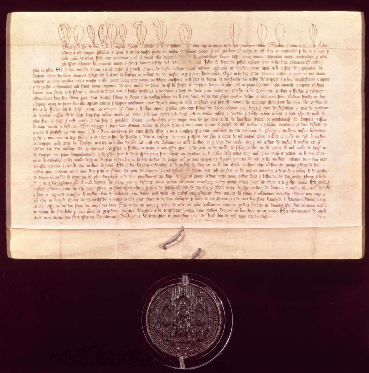 Patentbrev gitt til Worshipful Company of Drapers, 1438-9 av English School