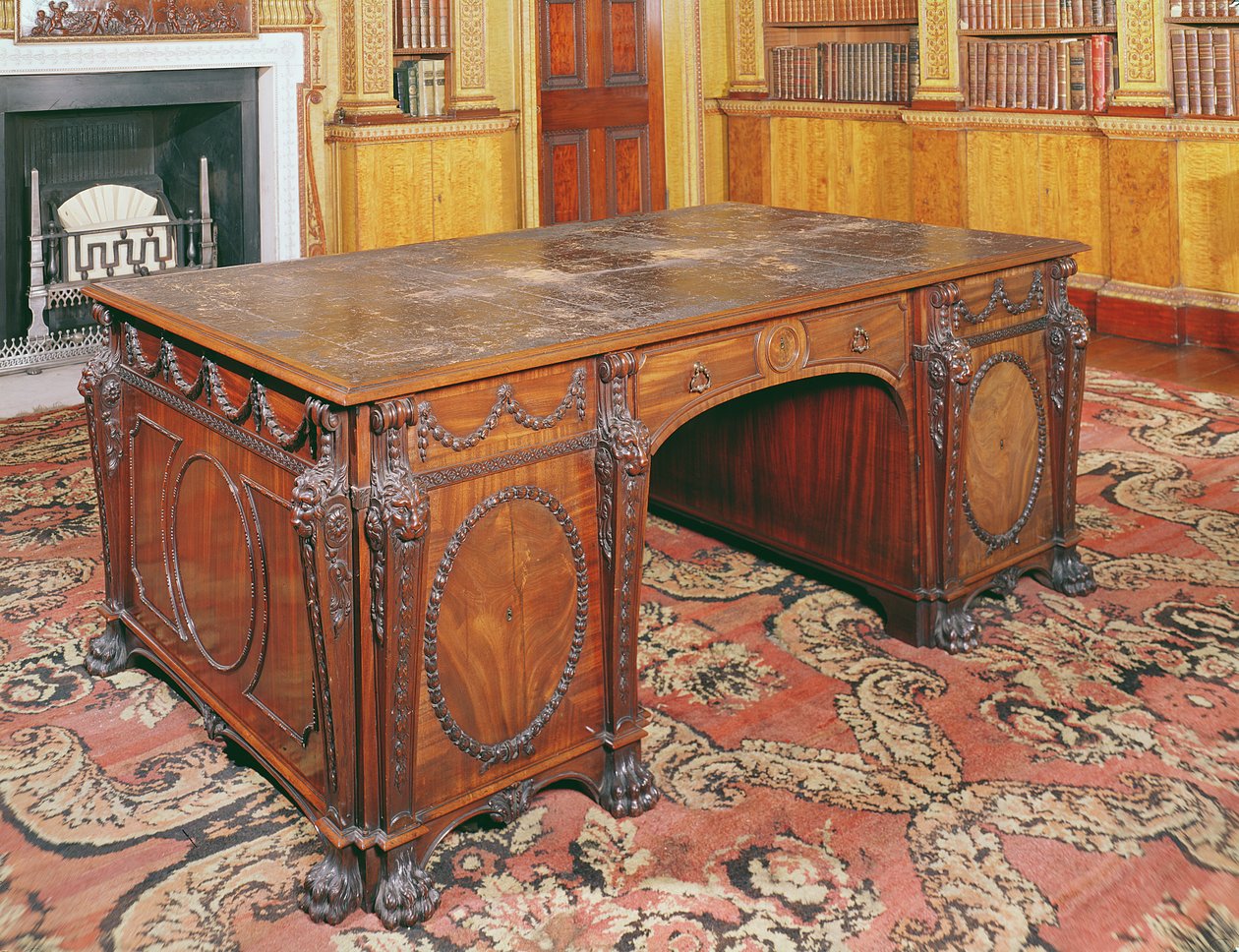 Bibliotekbord levert av Thomas Chippendale, 1767 av English School