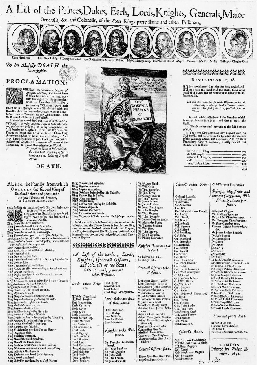 Liste over de lojale mot kongen av skottene som ble drept og tatt til fange, 1652 av English School