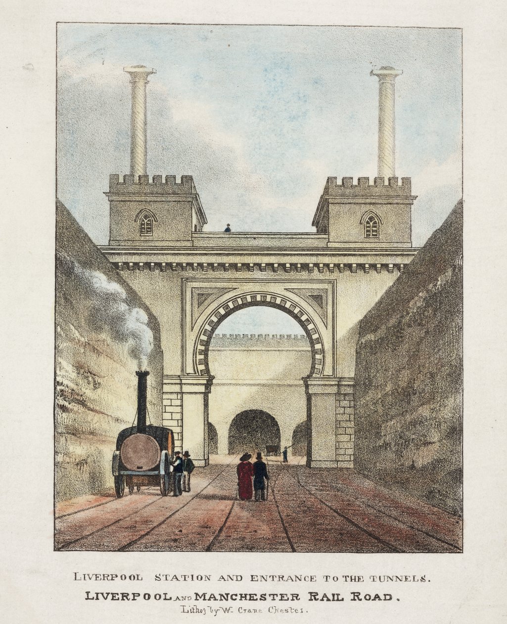 Liverpool Station og inngangen til tunnelene, 1831 av English School