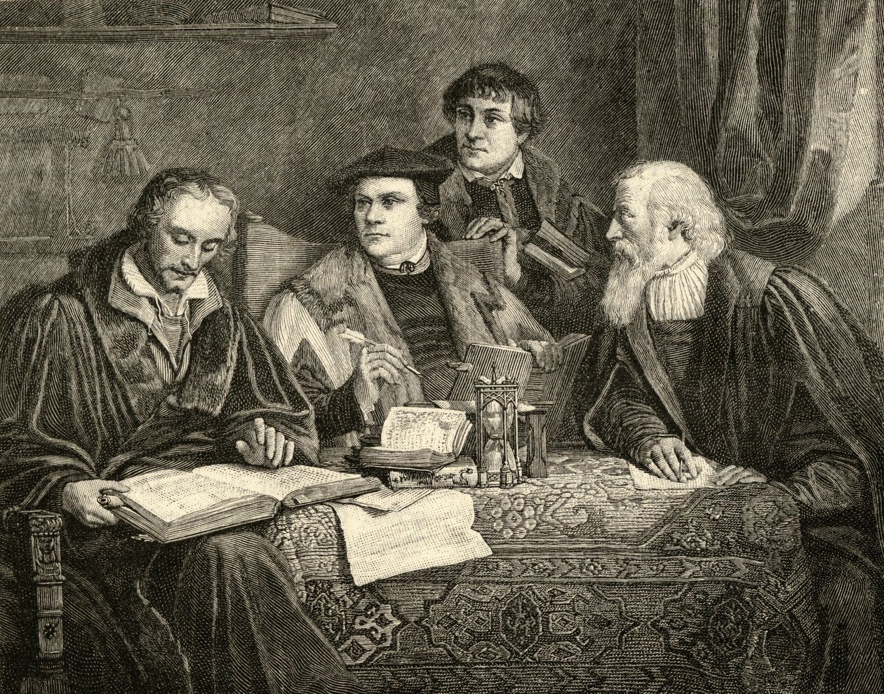 Luther (1483-1546) Melancthon (1497-1560) Pomeranus (1485-1558) og Cruciger (1504-48) oversetter Bibelen av English School