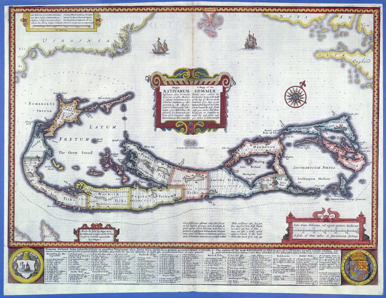 Kart over Bermuda (fargegravering) av English School
