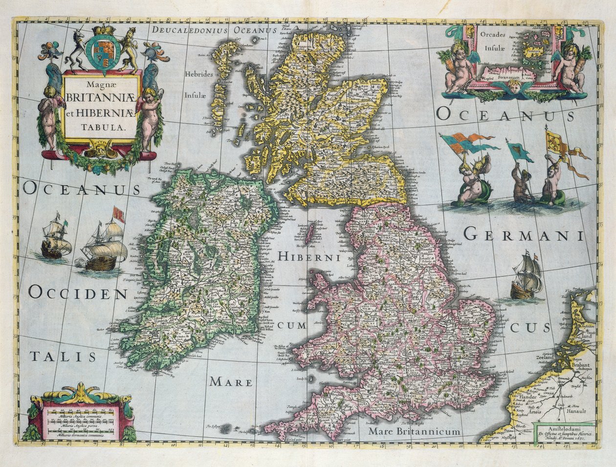 Kart over Storbritannia, 1631 (håndfarget gravering) av English School