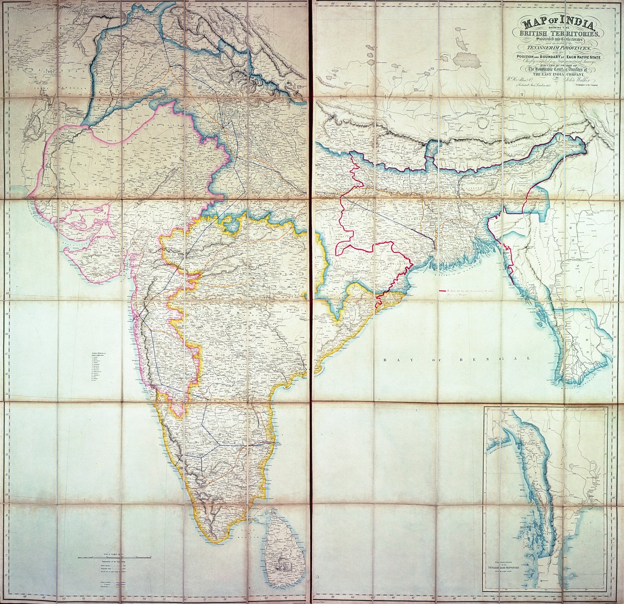 Kart over India, 1857 (fargelitografi) av English School