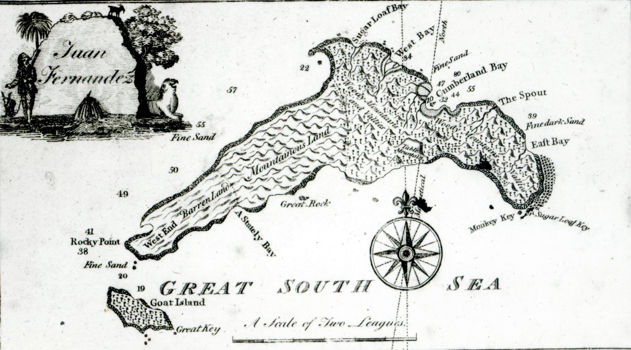 Kart over South Pacific Island, 1800 av English School