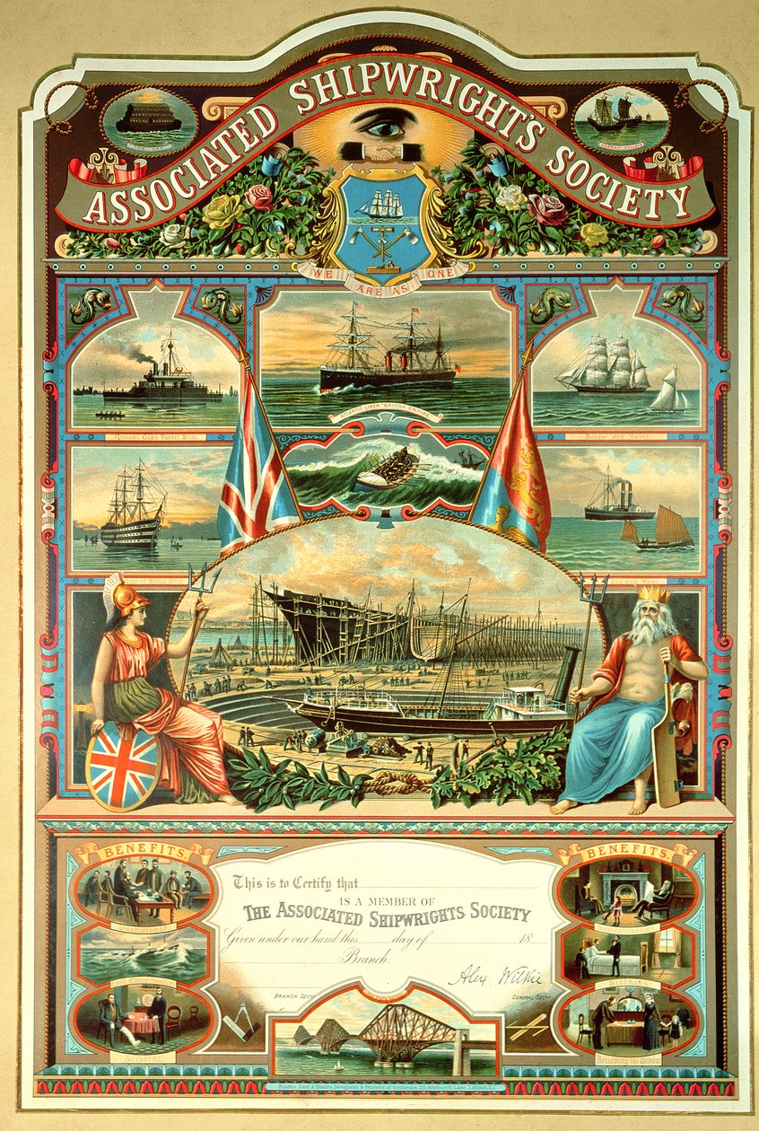 Medlemssertifikat fra Associated Shipwrights Society av English School