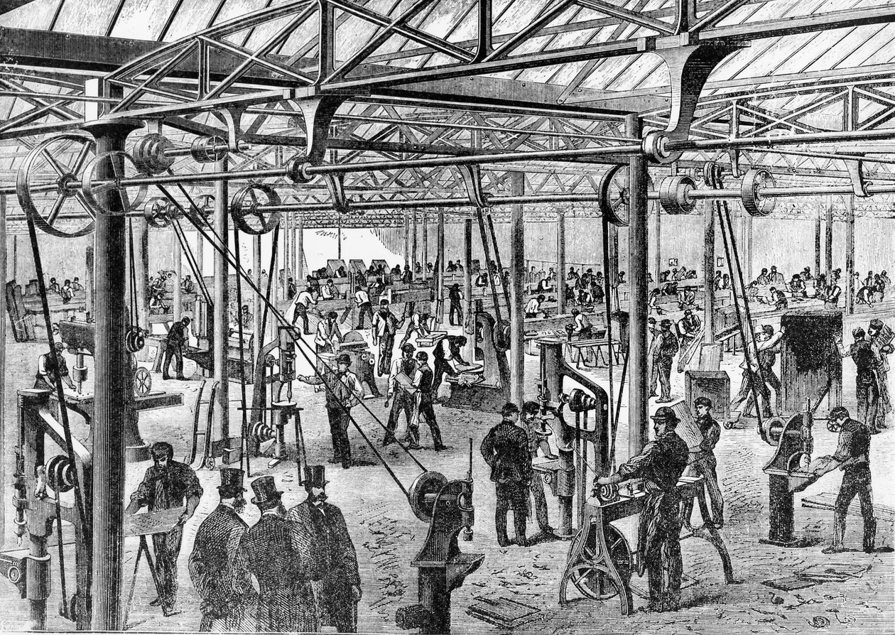 Herrer Chubb und Son-fabrikken på Glengall Road, 1868 av English School