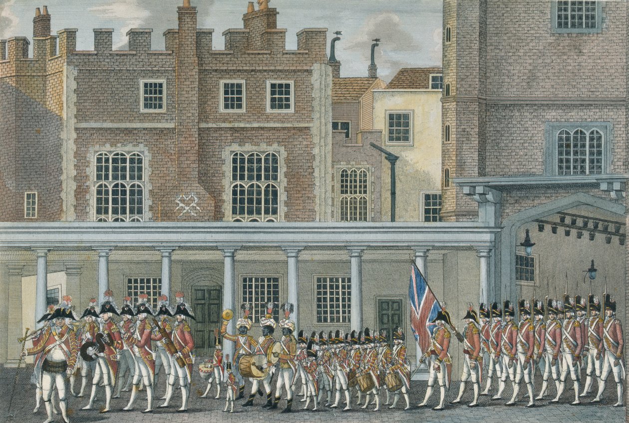 Militærband ved St. James Palace, sent på 1700-tallet av English School